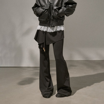 DIDDIMODA 拼接不规则假两件微喇叭裤