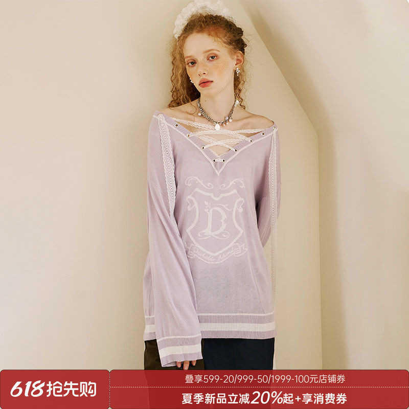 DIDDIMODA V领/拼色针织衫/拼色长裤