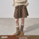 DIDDIMODA 分割毛呢格子半裙短裙A字伞裙冬季 呢子半身裙