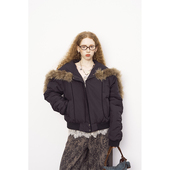 DIDDIMODA 鱼九九推荐 大翻领连帽军绿色棉服