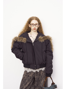 【鱼九九推荐】DIDDIMODA 大翻领连帽军绿色棉服