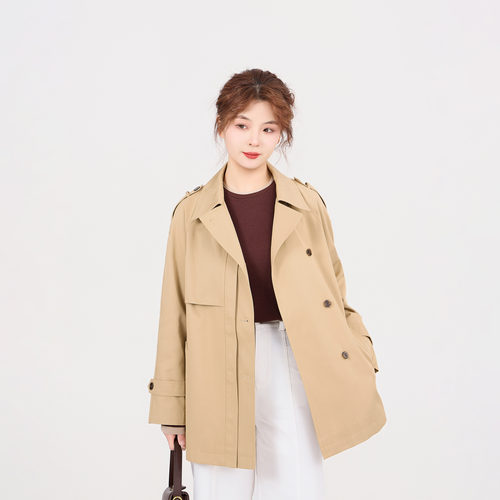 REST HEART 2026春季新品 翻领经典卡其中长款风衣