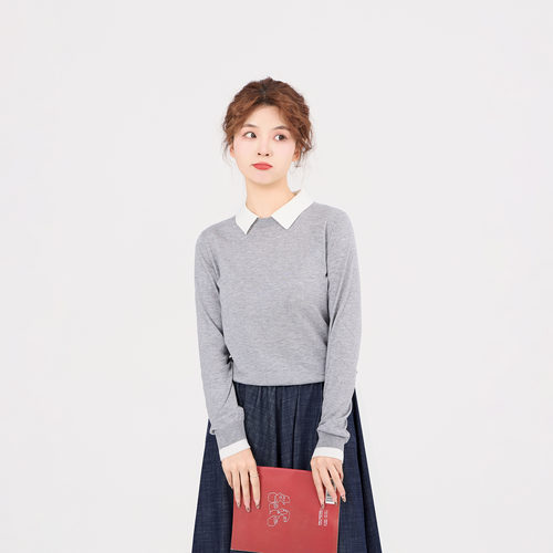 REST HEART 2026春季新品 翻领撞色针织打底