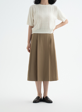 REST HEART 2024秋季新款 高腰通勤显瘦百褶半身裙伞裙