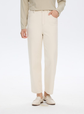 REST HEART 2024秋季新品 高腰白色四面弹九分牛仔直筒裤