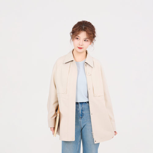 REST HEART 2026春季新品 翻领中长款抽绳风衣