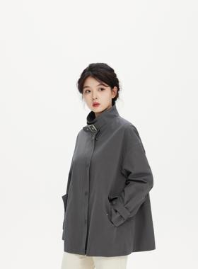 REST HEART 2024秋季新品 立领设计感廓形短款夹克风衣外套女