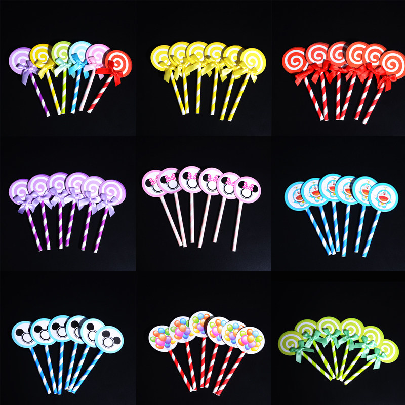 蛋糕插牌装饰棒棒糖摆件生日蛋糕 插片派对插旗派对装饰6个插旗