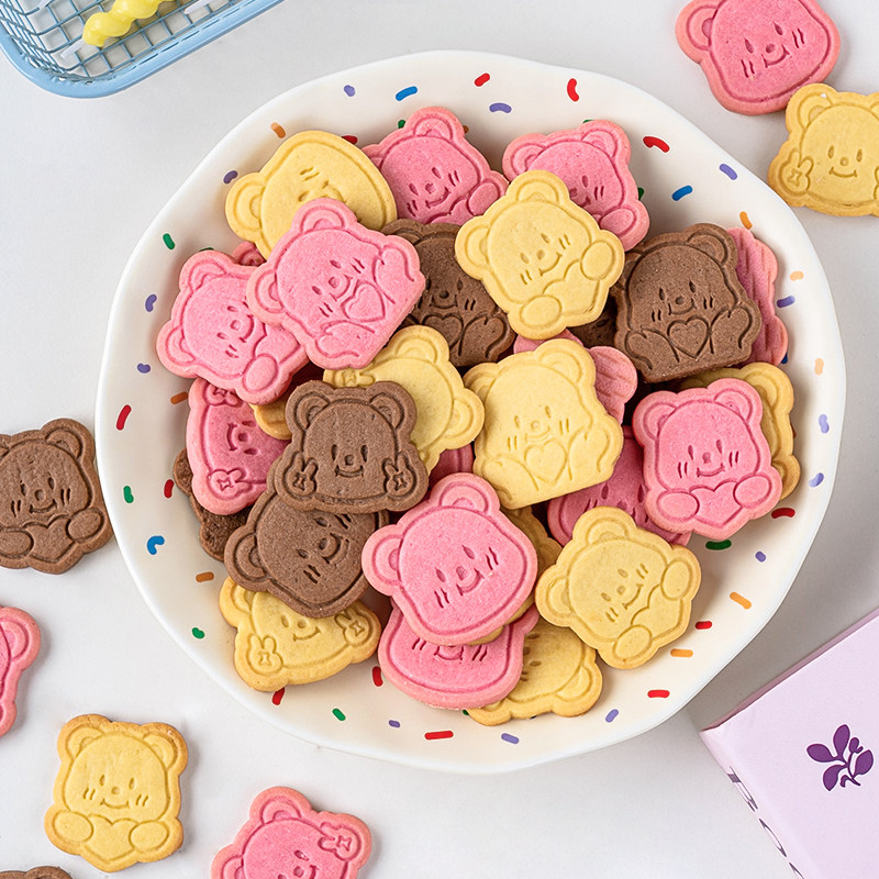 网红可爱黄油小熊美味饼干蛋糕装饰纸杯插件生日卡通甜品烘焙摆件
