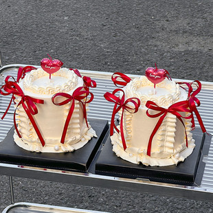 网红2.14情人节情侣表白纪念日摆件love you爱心蜡烛蛋糕装饰插件