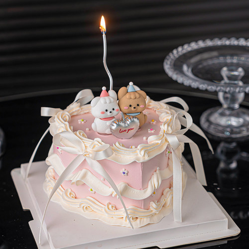 情人节修狗蛋糕装饰摆件