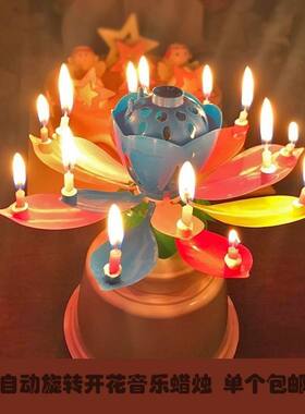 莲花蜡烛唱歌蛋糕生日装