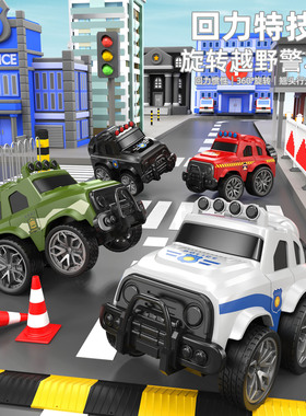 儿童迷你警车造型玩具惯性漂移翘趣味卡通玩具车儿童卡通小玩具车