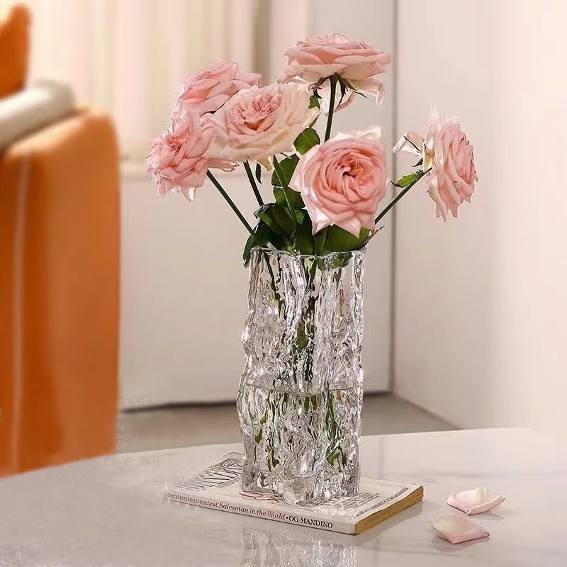 玻璃花瓶水养鲜花百合玫瑰桌面客厅插花装饰摆件民宿轻奢高级感