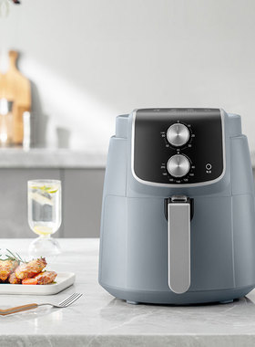 美的空气炸锅KZC5005J大容量双层炸蓝双旋钮定时定温不沾可拆洗