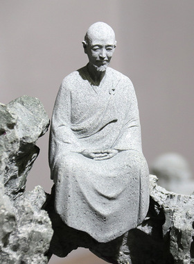 仿真弘一法师摆件园艺花卉盆景装饰造景人物摆设禅意李叔同小佛像