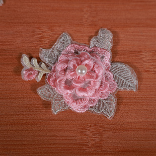 舞依恋手工蕾丝花朵胸花3D立体珍珠装 饰民族舞蹈演出贴花