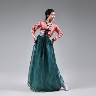 朝鮮族民族風女款 舞臺演出表演服飾學生新款 定制藝考劇目裙裝 服裝