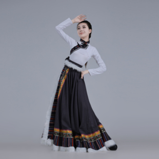 藏族民族风舞蹈表演裙成人定制学生艺考比赛舞蹈服装剧目演出套装