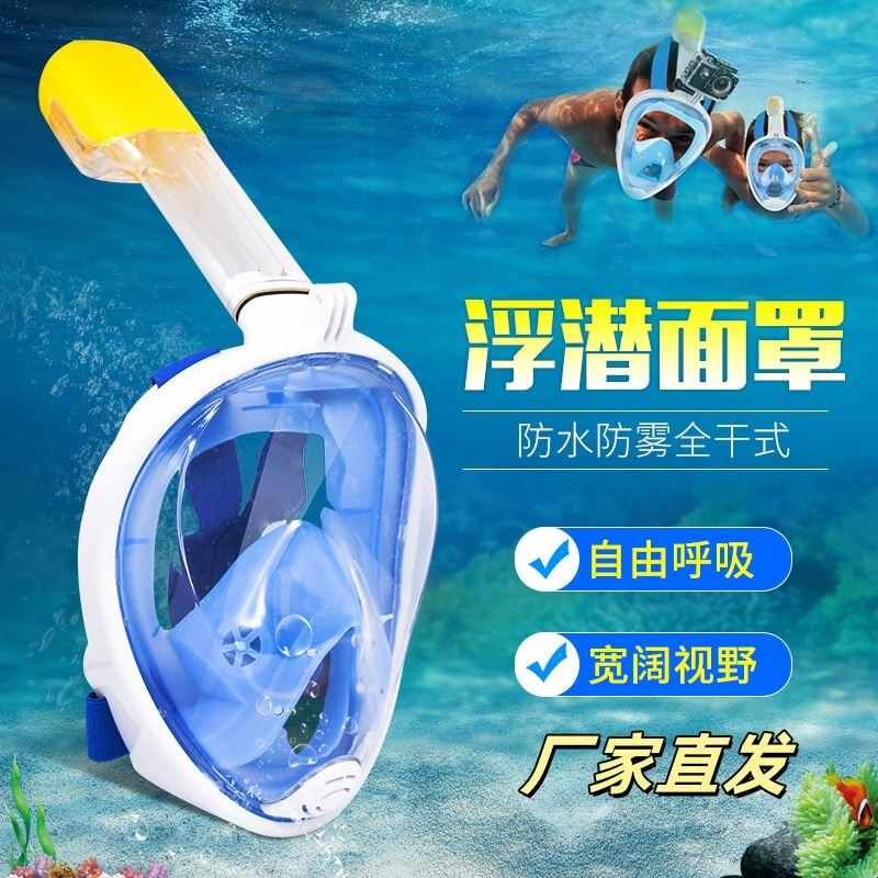 水下浮潜面罩潜水装备儿童成人游泳全脸防雾眼面镜全干式可呼吸器