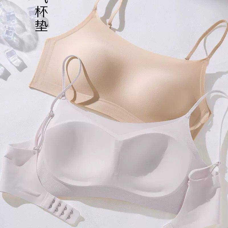 奶皮凉感细肩带抹胸粉底液无痕内衣小胸聚拢收副乳显胸大隐形文胸