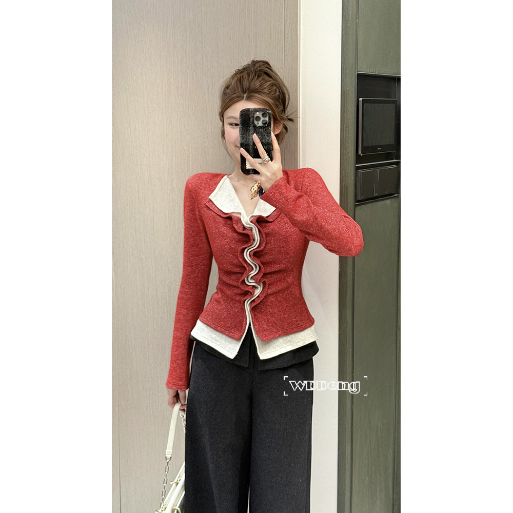 王等等 主旋律 2025秋冬原创羊毛混纺保暖高弹针织上衣U225S19573