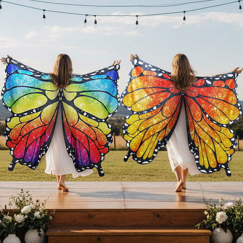 成人彩虹渐变蝴蝶翅膀多色