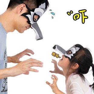 大灰狼亲子道具套装 面具尾巴爪子 幼儿园游考节日表演装扮道具