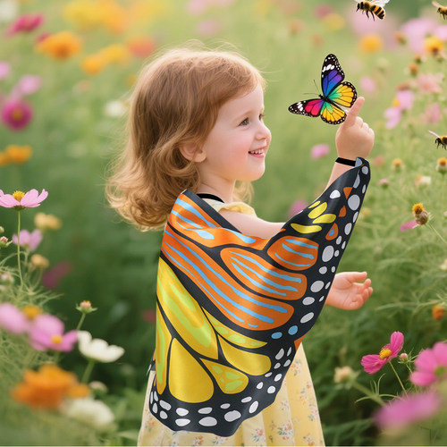 儿童蝴蝶背饰翅膀披风披肩万圣节装饰公主舞蹈舞台演出道具服装扮