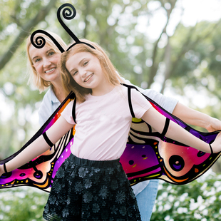 蝴蝶翅膀儿童款背饰披风披肩发箍触角头箍套装跳舞表演道具万圣节