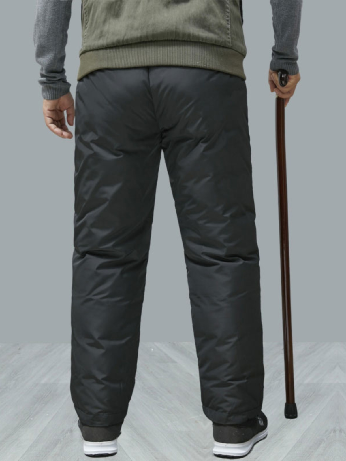 中老年人羽绒裤男外穿白鸭绒爷爷老人保暖爸爸装滑雪裤松紧腰棉裤
