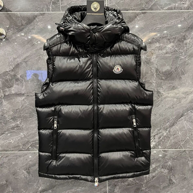 2025轻奢秋冬新款白鸭绒羽绒马甲男士背心无袖加厚外套连帽马甲潮
