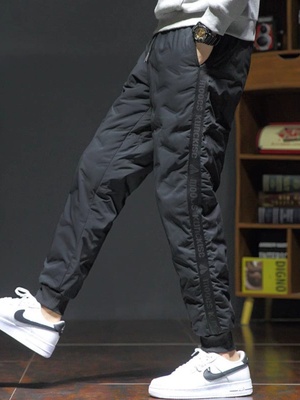 轻奢束脚羽绒裤男士外穿冬季加厚棉裤2025新款保暖休闲运动长裤子