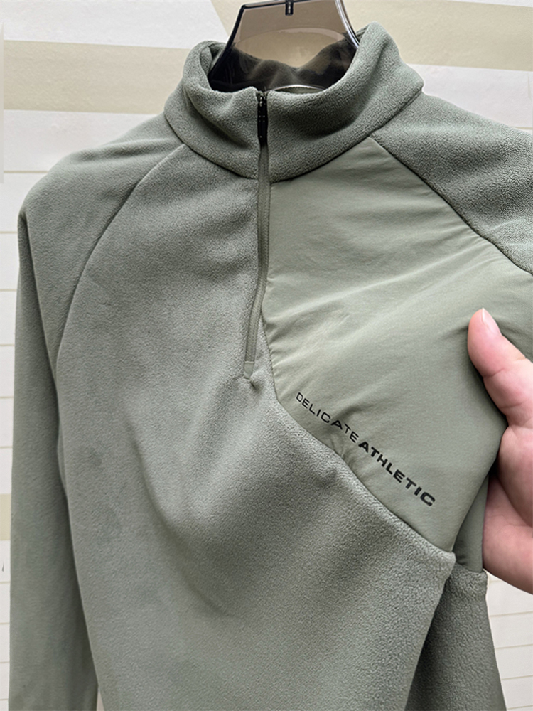 2025新款半拉炼立领抓绒衣男士秋冬加绒保暖户外中青年摇粒绒卫衣