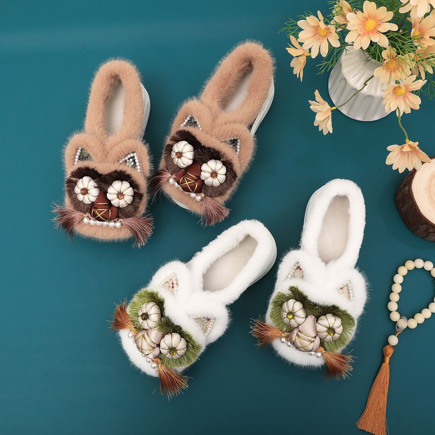 060-3厚底虎头棉鞋中高跟国潮可爱风原创手工制作新中式虎头鞋