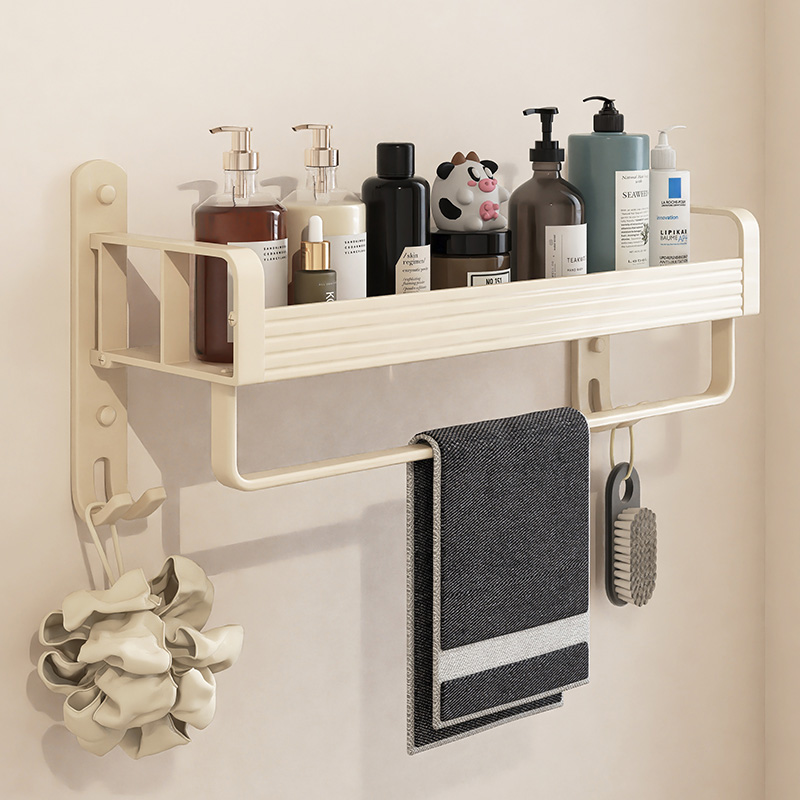 奶油风浴室置物架壁挂洗手间厕所淋浴房挂架门后架子卫生间收纳架
