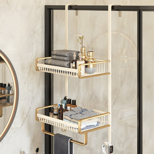 浴室置物架浴巾架化妆室收纳厕所门后洗手玻璃门挂篮悬挂
