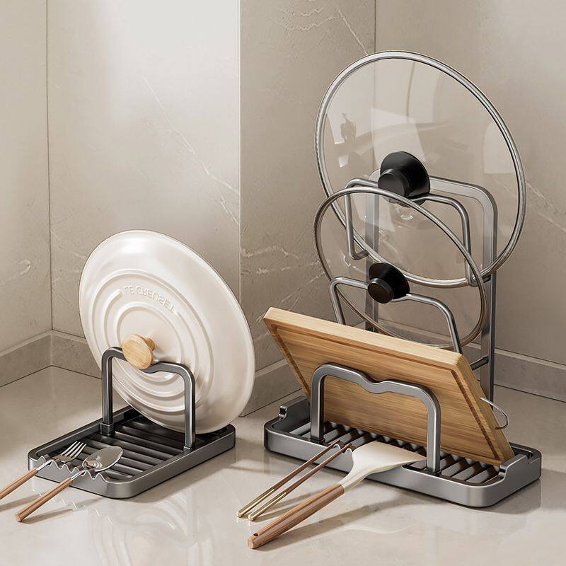 吉百居台面厨房锅盖架置物架多功能收纳架神器放勺子立式锅铲架子