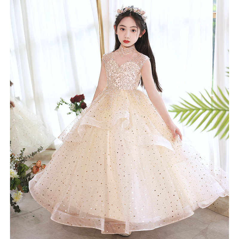 儿童花童礼服女童连衣裙走秀蓬蓬中大童胖妹妹MM公主裙钢琴演出服