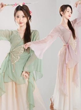 古典舞蹈服女飘逸练功服弹力网身韵纱衣渐变裤裙中国舞套装演出服