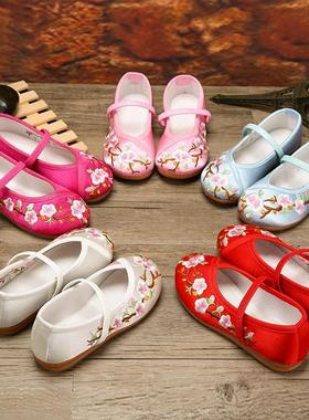 汉服鞋子女童绣花鞋春夏儿童老北京布鞋中国风古装学生舞蹈鞋平底