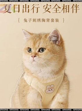 猫咪牵引绳宠物胸背带背心式防挣脱猫绳子遛猫绳溜猫链子外出专v2