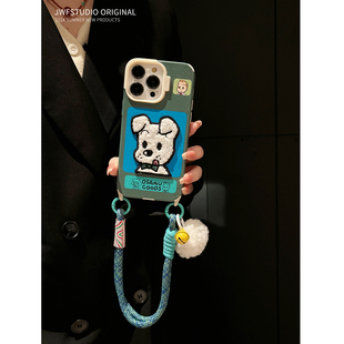 秋冬新款适用苹果16promax手机壳iphone16pro新款14可爱12原田治11猫狗刺绣毛绒挂绳卡通防摔软13女15pro套15