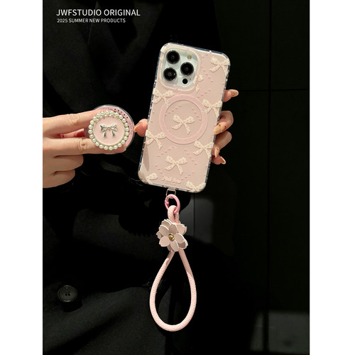 苹果16系列粉蝴蝶结手机壳