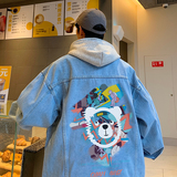 2025秋季港风印花连帽牛仔夹克男帽子可拆卸JK549-P85118，男装夹克，星座912-1（原星座914-5）