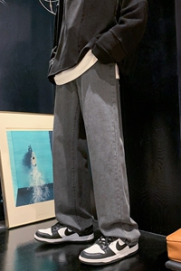 2025春季主推纯色港风牛仔裤男直筒拖地裤K906-P3049图片