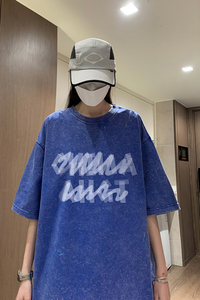 2025夏季女士学生t恤宽松短袖水洗印花短袖男XS005-P3558图片