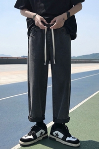 2025秋季纯色港风橡筋腰头牛仔裤男NG012-P40图片
