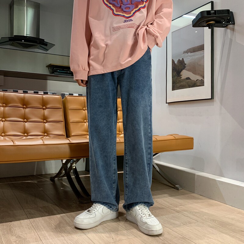 秋冬季新款港风宽松版型直筒拖地裤牛仔裤男K906-P3049图片