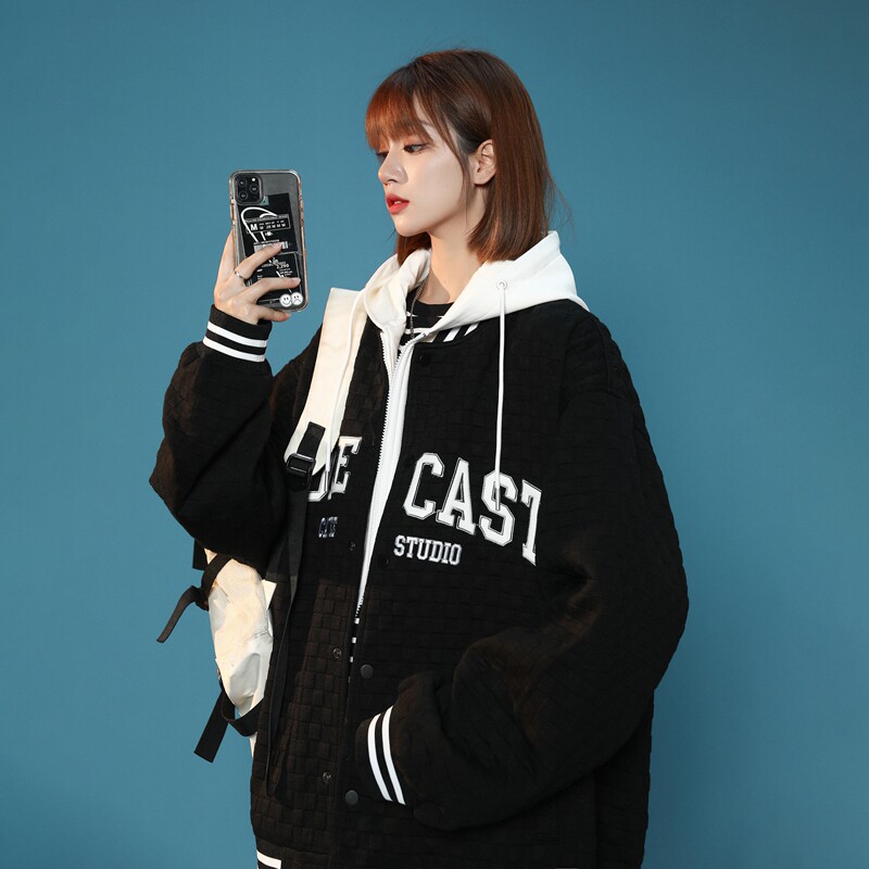 2025秋季港风中性风高品质刺绣假两件棒球服JK272-P105138,女装职业装,星座912-1（原星座914-5）